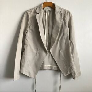 BANANA REPUBLIC WOMENS BLAZER JACKET GRAY BEIGE PLEATED BACK 8